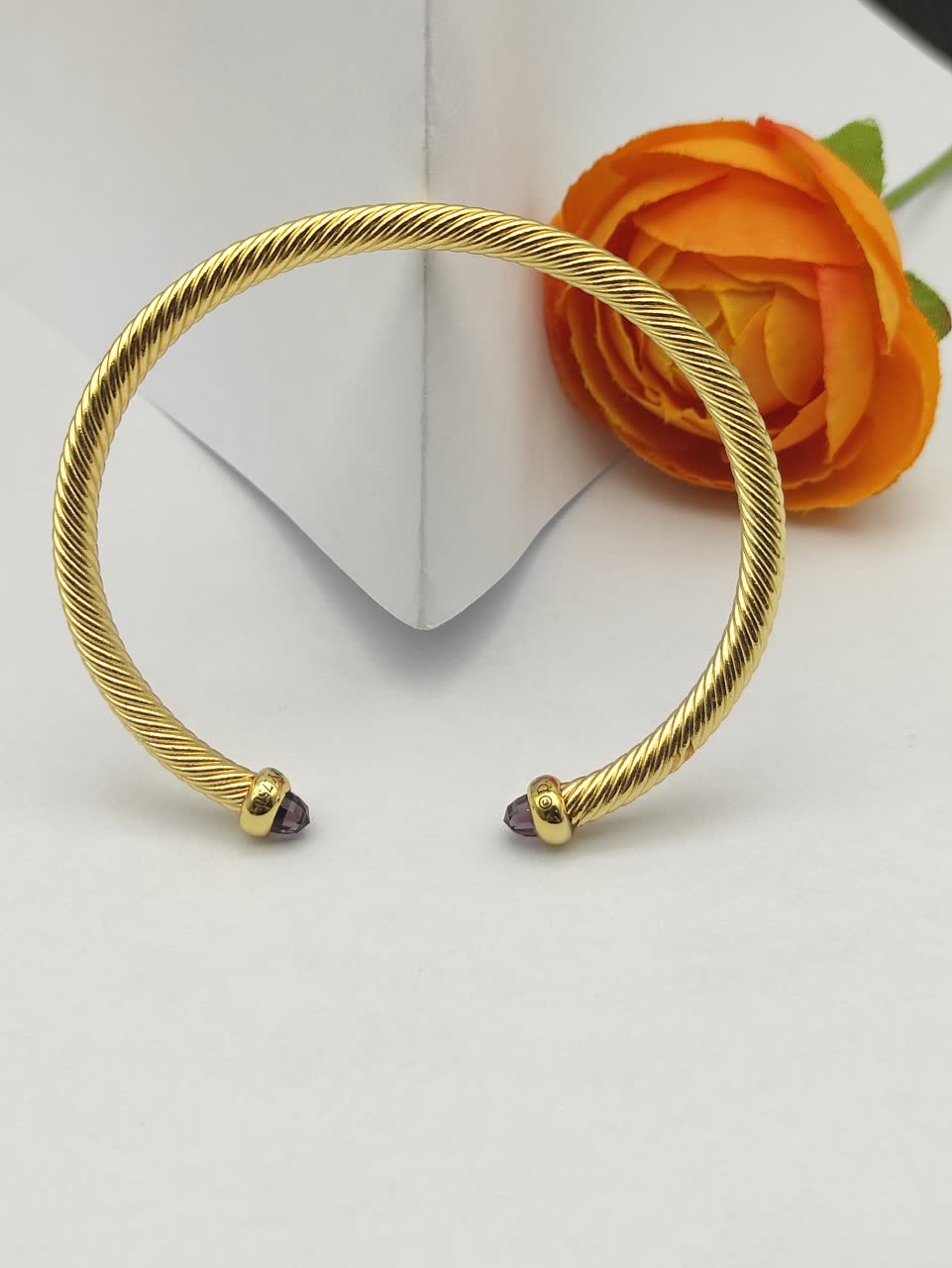 David Yurman Gold Tone Gemstone Cuff Bracelet